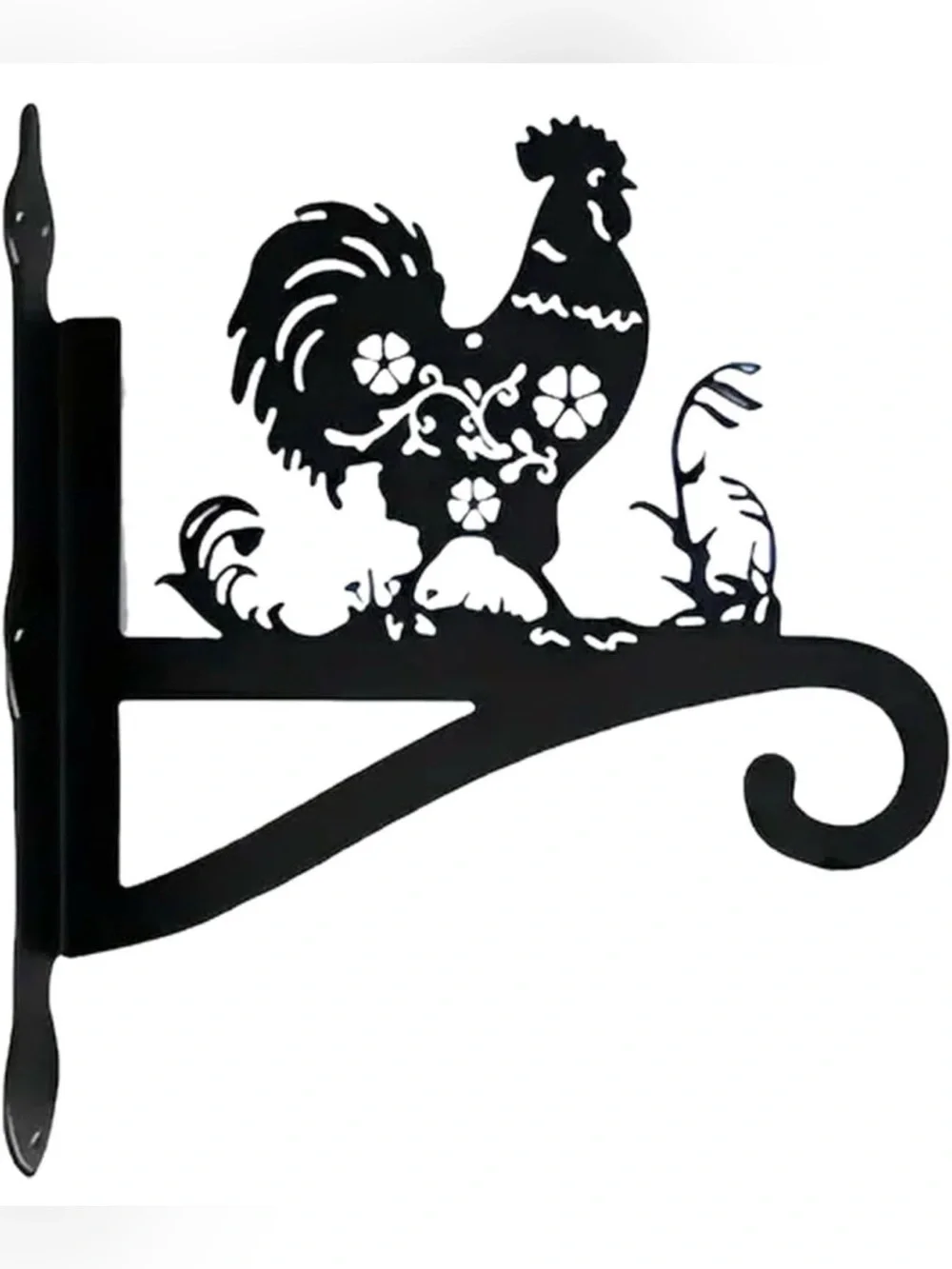 Rooster Plant Outdoor Hanger, Metal Wall Mounted Iron Decorative